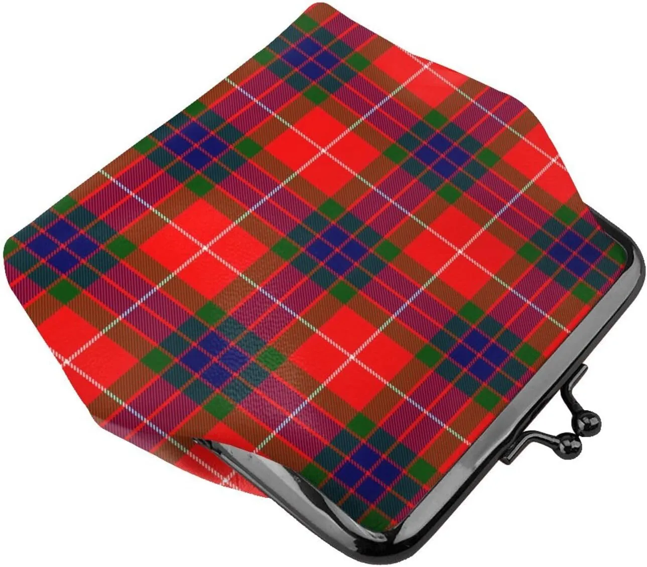 Mini PU Leather Change Purse Fraser Modern Tartan Coin Purses Wallet with Clasp Pouch