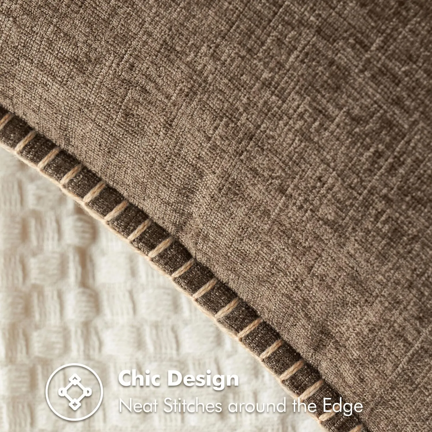 MIULEE Pack of 2 Couch Throw Pillow Covers 12x20 Inch Brown Farmhouse Decorative Pillow Covers with Stitched Edge Soft Chenille Solid Dyed Spring Pillow Covers for Sofa Bed Living Room