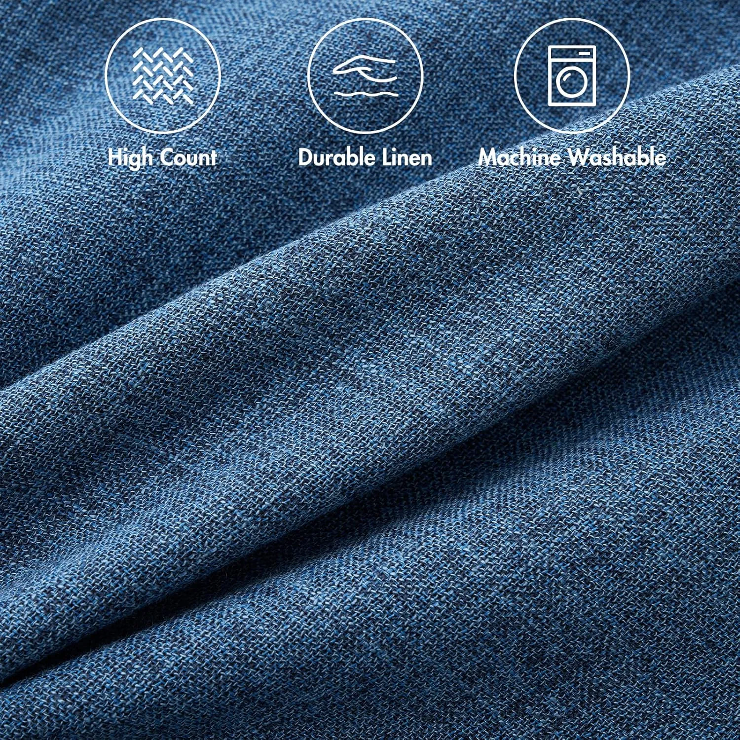 MIULEE Pack of 2 Decorative Linen Burlap Coastal Pillow Covers Farmhouse Accent Pillowcases for Sofa Car Couch Bedroom Living Room Decor 20x20 Inch Blue