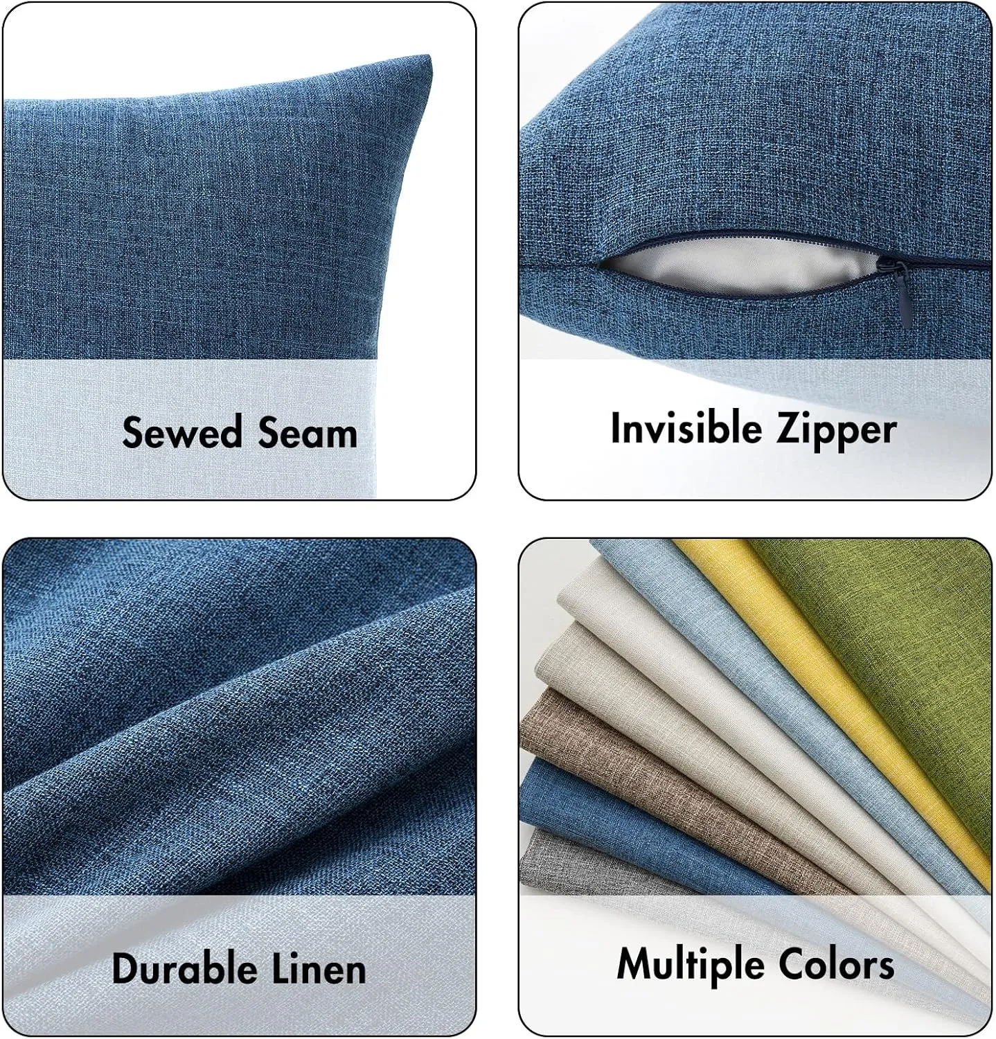MIULEE Pack of 2 Decorative Linen Burlap Coastal Pillow Covers Farmhouse Accent Pillowcases for Sofa Car Couch Bedroom Living Room Decor 20x20 Inch Blue
