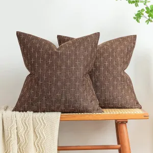 MIULEE Pack of 2 Decorative Vintage Burlap Linen Outdoor Throw Pillow Covers Modern Farmhouse Pillowcases Rustic Woven Textured Cushion Cover for Sofa Couch Bed 18x18 Inch Dark Coffee