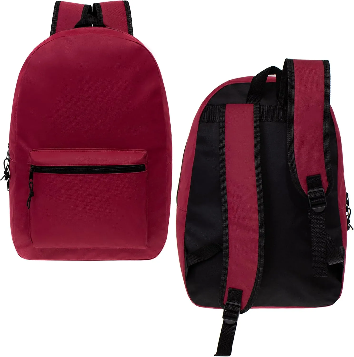 Moda West 15 Inch Wholesale Backpacks in 6 Assorted Colors with 18 Piece School Supply Kits Bulk - Case of 24 of Each