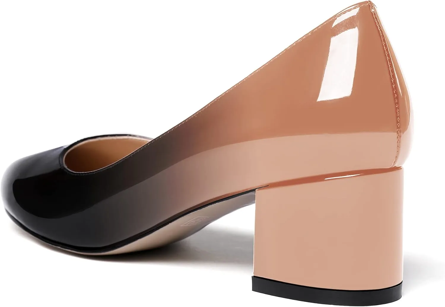 MODENCOCO Women's Patent Leather Round Toe Solid Slip On Chunky Low Heel Pumps Wedding Evening Dress Shoes 2 Inch