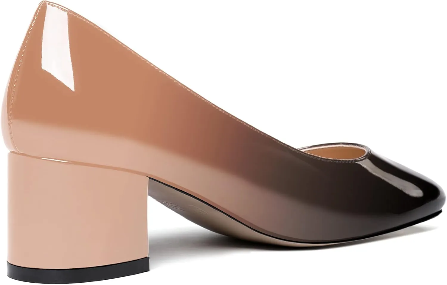 MODENCOCO Women's Patent Leather Round Toe Solid Slip On Chunky Low Heel Pumps Wedding Evening Dress Shoes 2 Inch