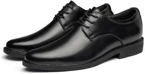Modern Invisible Height Lace Up Formal Dress Shoes Dress Oxford for Men Round Toe Vegan Leather Solid Color New Increasing Elevator Shoes Rubber Sole Low Top Anti-slip Block Heel Classic