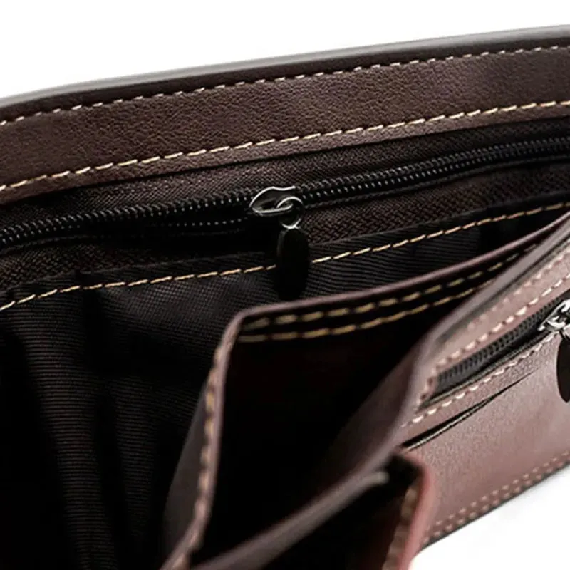 Modern Luxury Leather Wallet for Men Zipper Coin Pocket Slim Card Holder High Quality