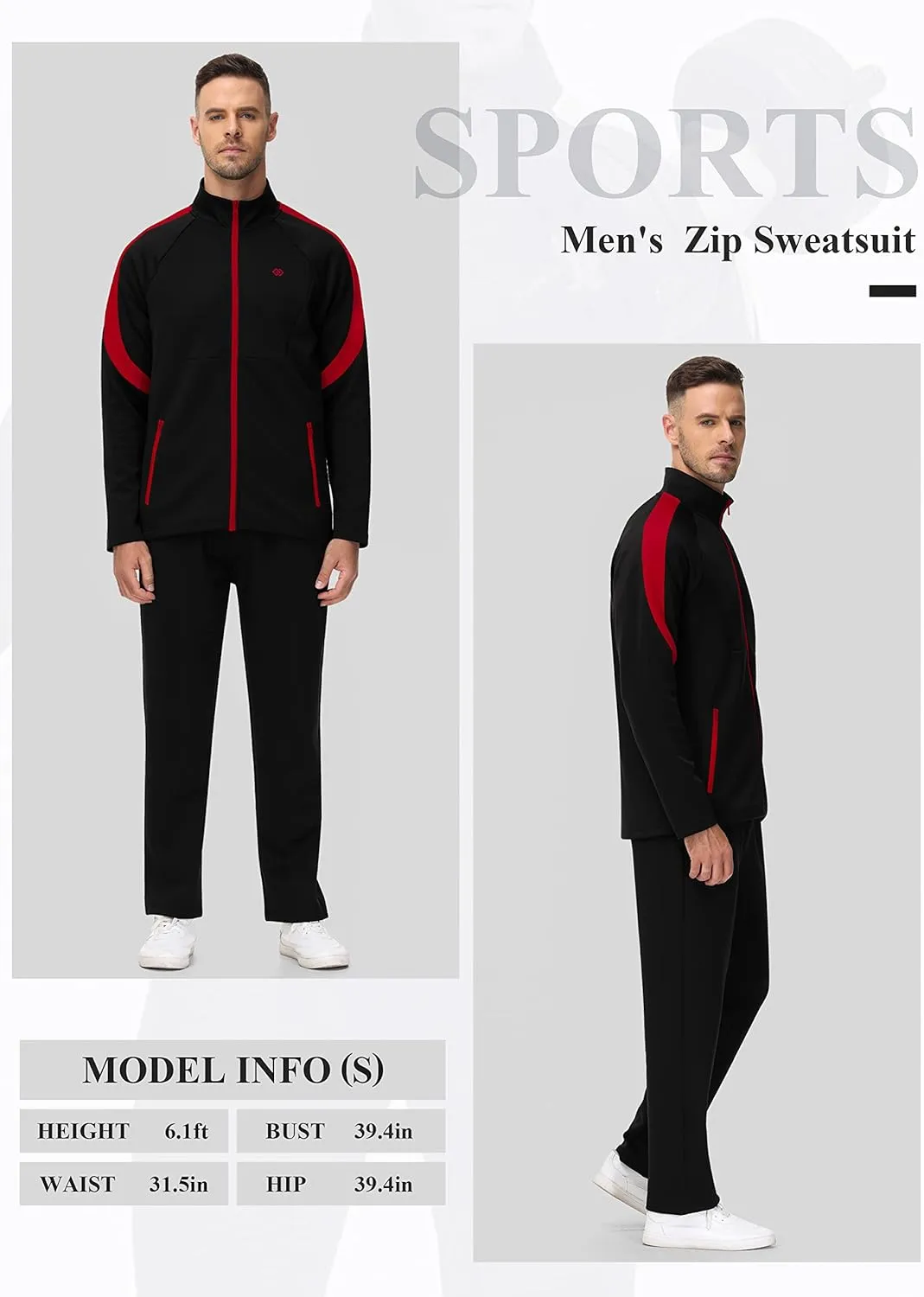 MoFiz Men's Tracksuits Sweatsuits for Men Athletic Set 2 Piece Track Suits Jogging Casual Warm Up Full Zip Running Sports