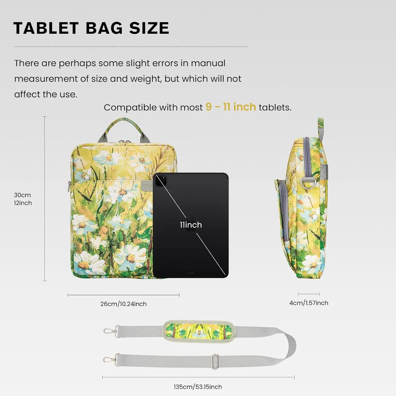 MOLSHINE 9-11.6 Inch Tablet Sleeve Bag Pouch with Handle & Shoulder Strap,Carrying Case for Laptop,iPad,Samsung Galaxy Tab