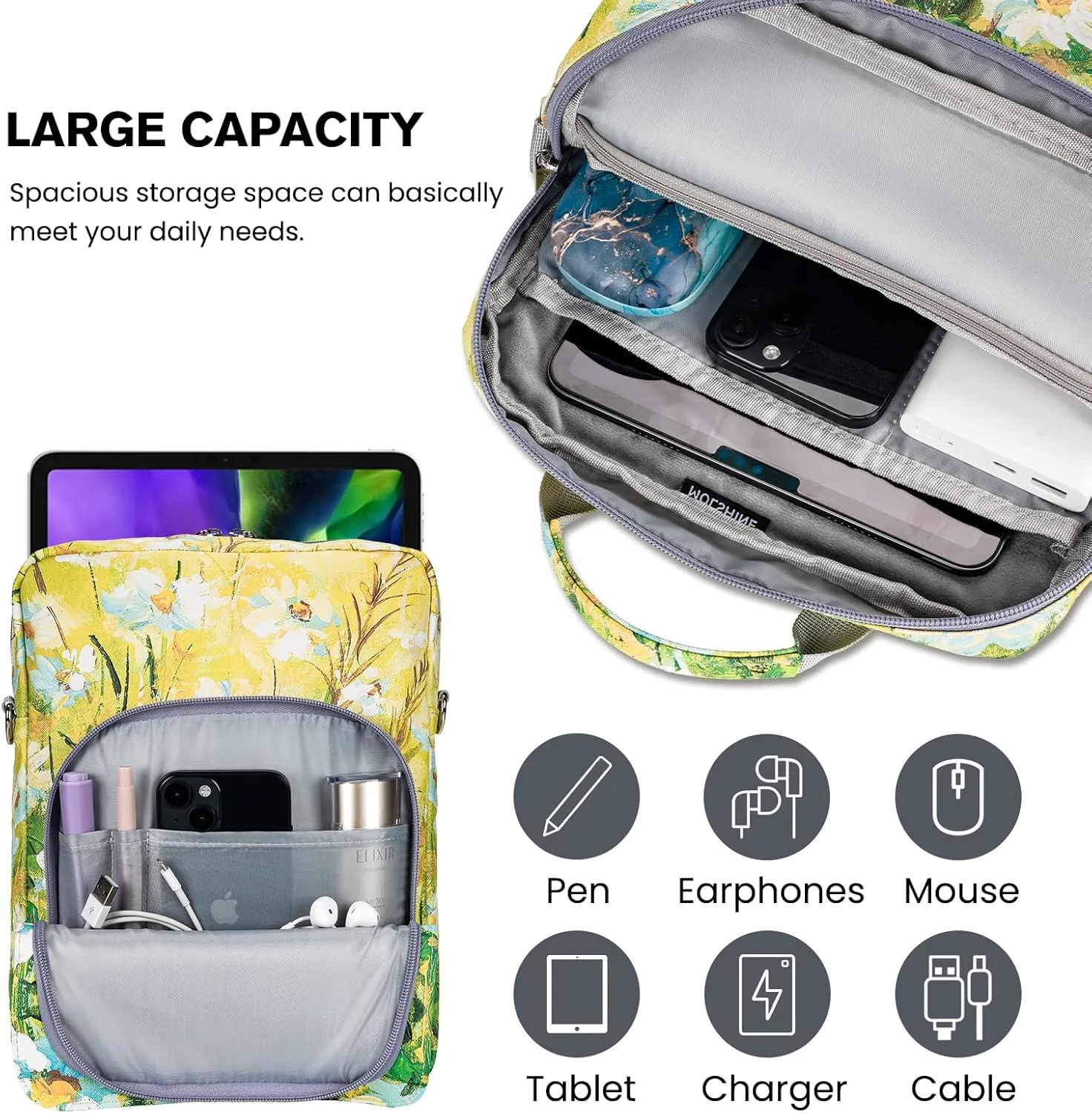 MOLSHINE 9-11.6 Inch Tablet Sleeve Bag Pouch with Handle & Shoulder Strap,Carrying Case for Laptop,iPad,Samsung Galaxy Tab