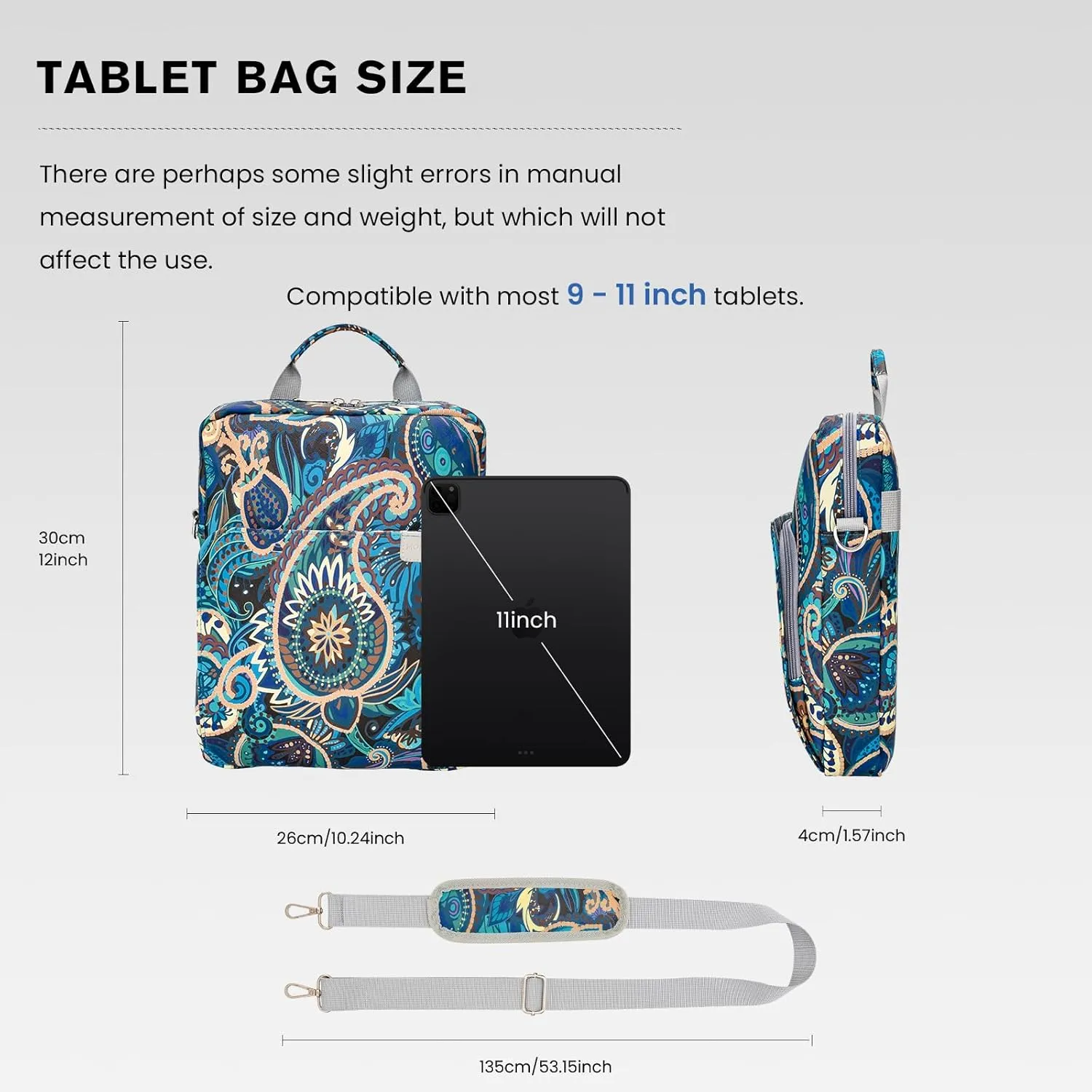 MOLSHINE 9-11.6 Inch Tablet Sleeve Bag Pouch with Handle & Shoulder Strap,Carrying Case for Laptop,iPad,Samsung Galaxy Tab