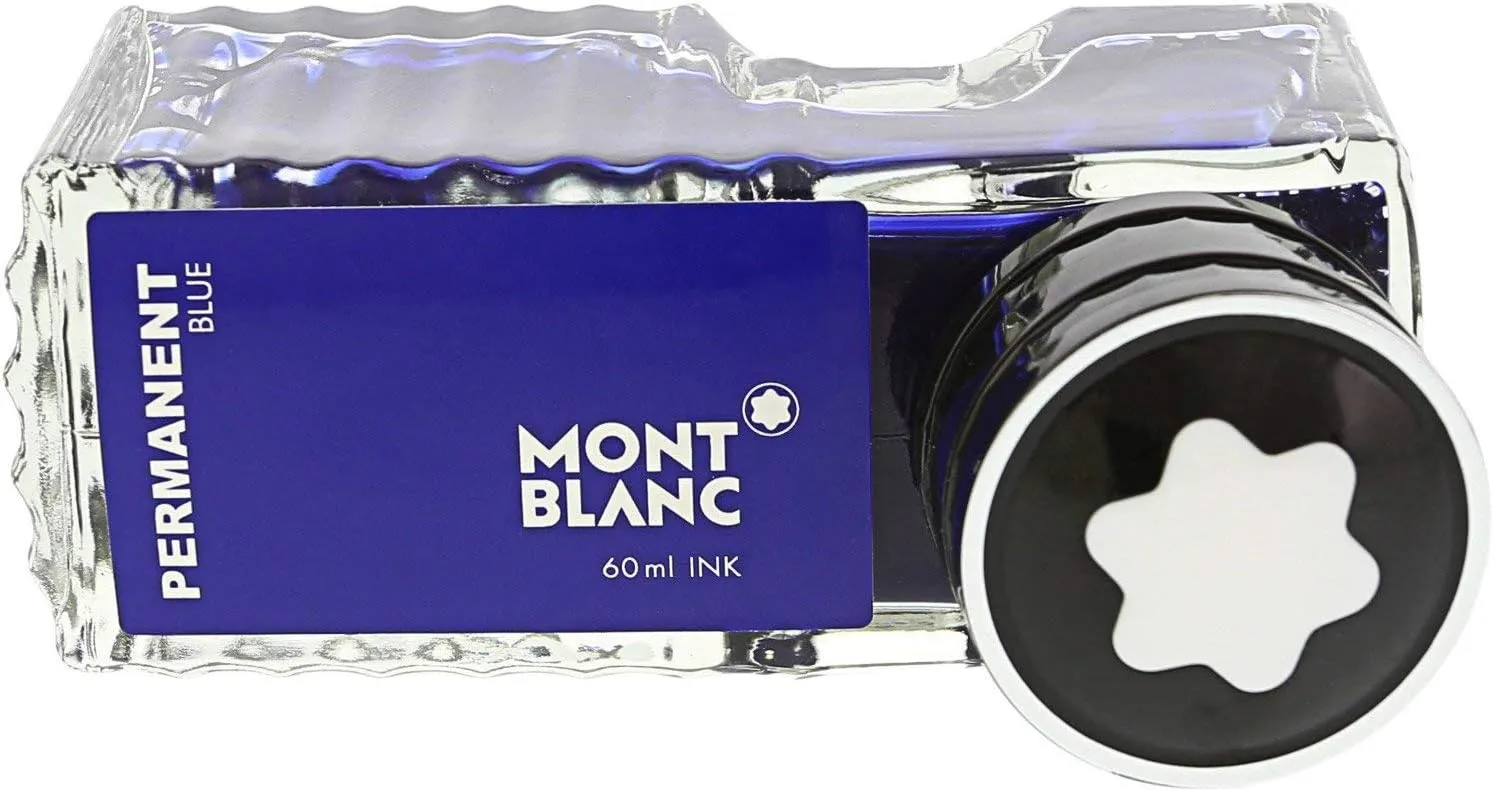 Montblanc Ink Bottle Permanent Blue 107756 – Document-Proof Refill Ink in Navy Blue for Fountain Pens, Quills, and Calligraphy Pens – 60ml Inkwell