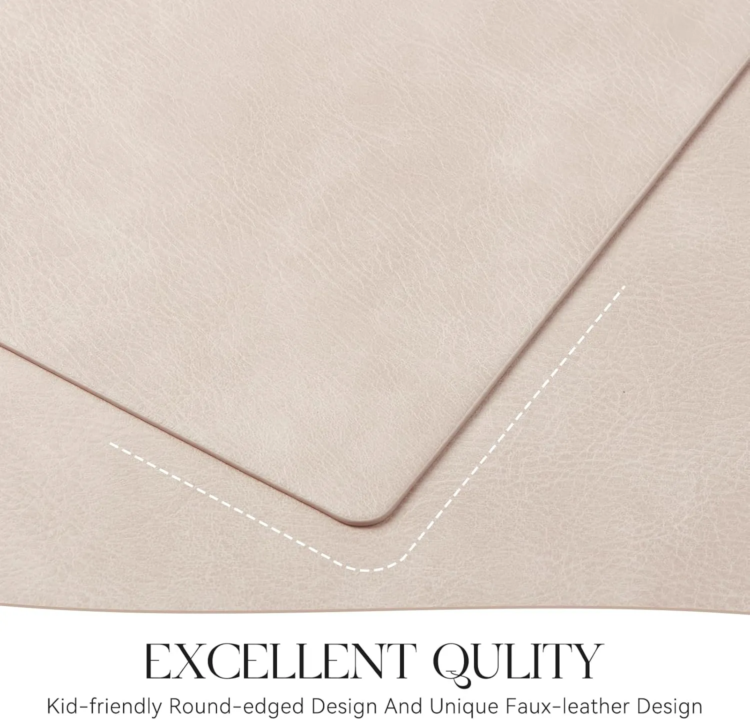 MOSAYT Vinyl Placemats Set of 6-12 X 17 Inch - Faux Leather 100% Waterproof Oil-Proof Wipeable PU Place Mats, Heat Resistant Reversible Table Mats for Kitchen, Dining, Outdoor (Beige)