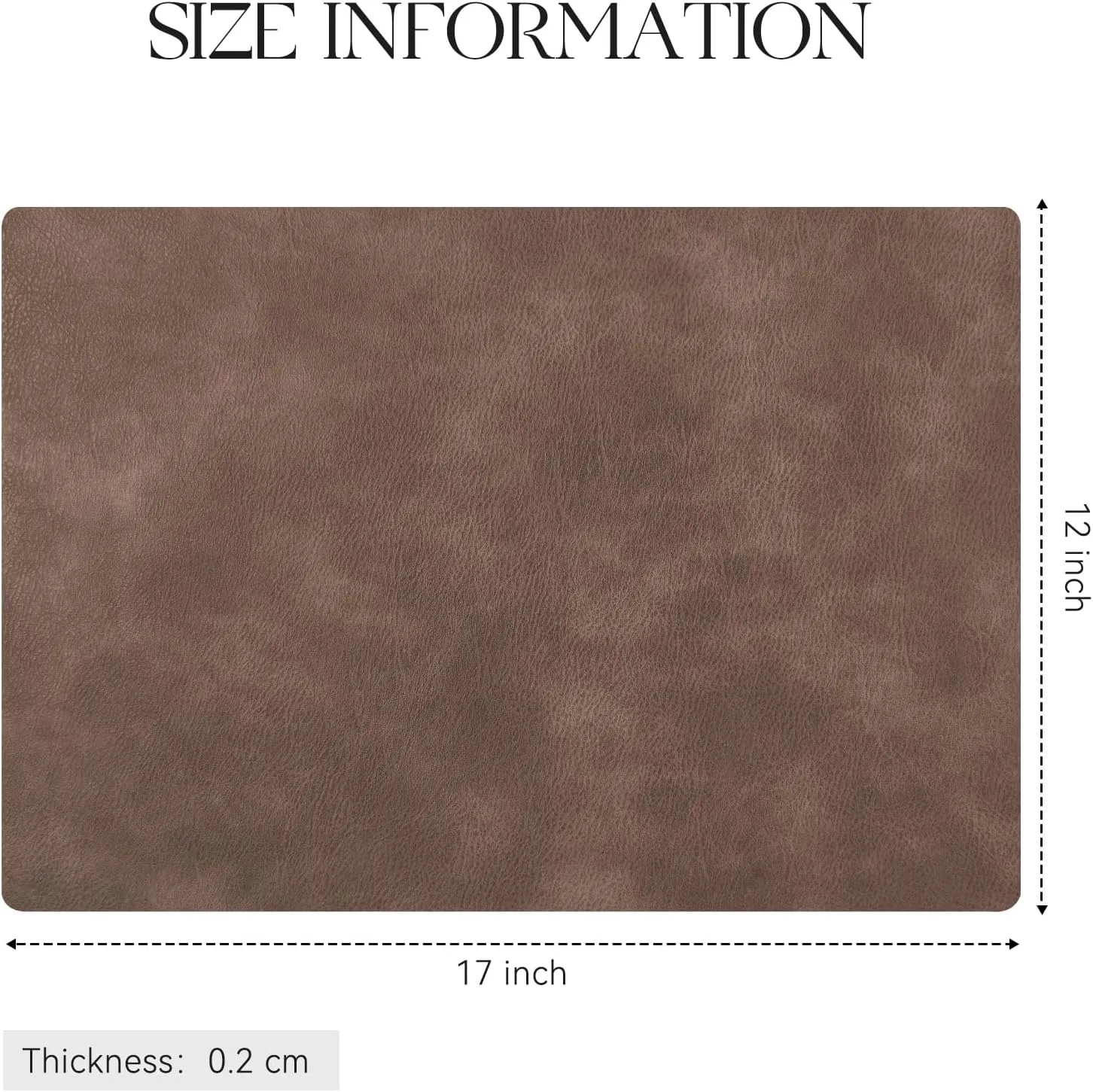 MOSAYT Vinyl Placemats Set of 6-12 X 17 Inch - Faux Leather 100% Waterproof Oil-Proof Wipeable PU Place Mats, Heat Resistant Reversible Table Mats for Kitchen, Dining, Outdoor (Brown)