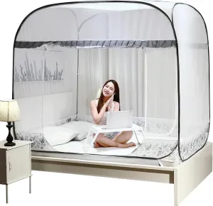 Mosquito Net, Portable Travel Mosquito Net Foldable Anti-Mosquito Net Camping Curtain with Bottom Anti(1.5m)