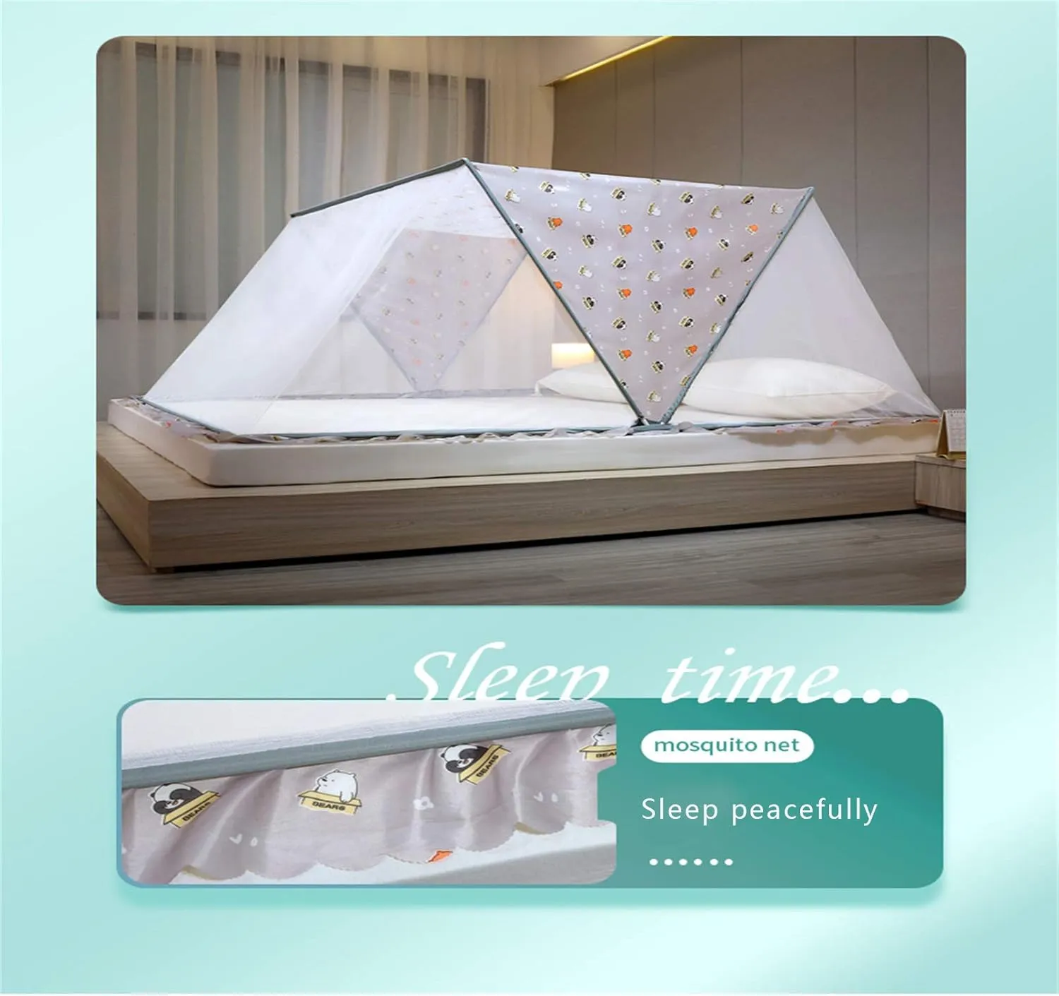 Mosquito Net with Holder Arch Portable Foldable Indoor Anti-Mosquito Cover Folding Mosquito Net Bed Mosquito Tent Installation-Travel Outdoor Anti-Mosquito Net