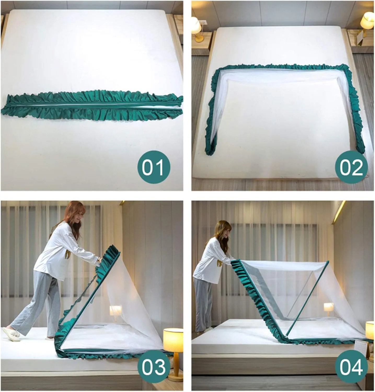 Mosquito Net with Holder Arch Portable Foldable Indoor Anti-Mosquito Cover Folding Mosquito Net Bed Mosquito Tent Installation-Travel Outdoor Anti-Mosquito Net