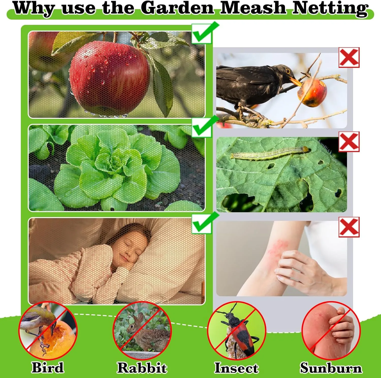 Mosquito Netting 39x10Ft Garden Mesh Netting, Fly Bird Net Barrier Hunting Blind Plant Protecting Net, 3x12m Green