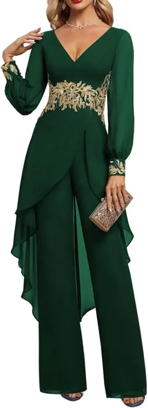 Mother of The Bride Dresses 2 Pieces Pants Suits Chiffon Wedding Guest Dress for Women Wedding Formal Outfit