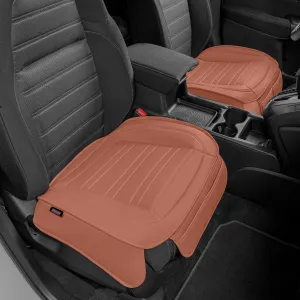 Motor Trend Faux Leather Front Seat Cover for Cars - Set of 2 Brown Front Car Seat Covers for SUV & Truck with Storage Pockets - Automotive Car Seat Cover Protector - for Bottom Cushion Coverage Only
