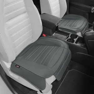 Motor Trend Seat Covers for Cars Trucks SUV, Faux Leather 2-Pack Gray Padded Car Seat Covers with Storage Pockets, Premium Interior Seat Cover