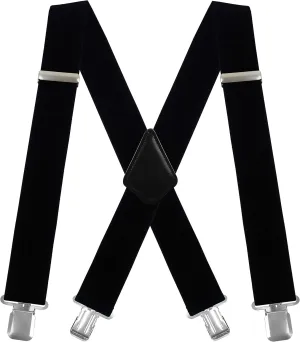 Moulen Men's X-Back 2 Inches Wide Heavy Duty Clips Adjustable Suspenders