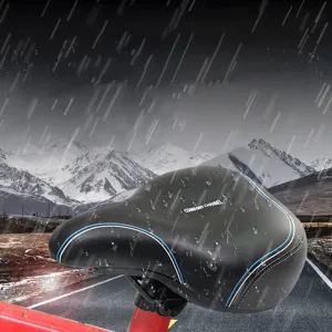 Mountain Bike Saddle with Storage Function Breathable Memory Foam Waterproof Shock Absorbing Comfortable Big Butt Bike Seat Safety Warning