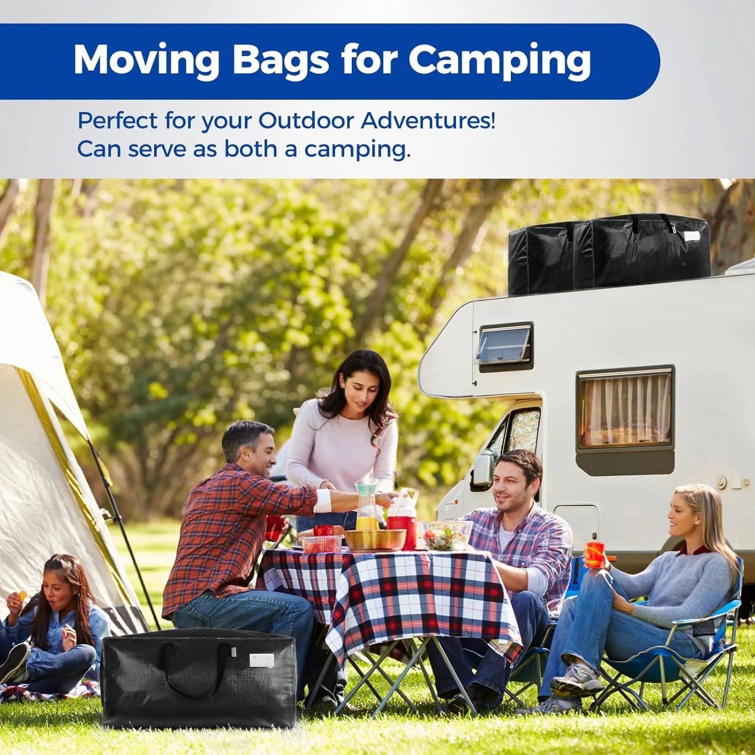 Moving Bags Heavy Duty Extra Large, Black Moving Bags With Durable Zipper & Strong Handles, Packing Bags for College, Storage Bags for Clothes, Alternative For Moving Boxes (Black, 8 Pack)