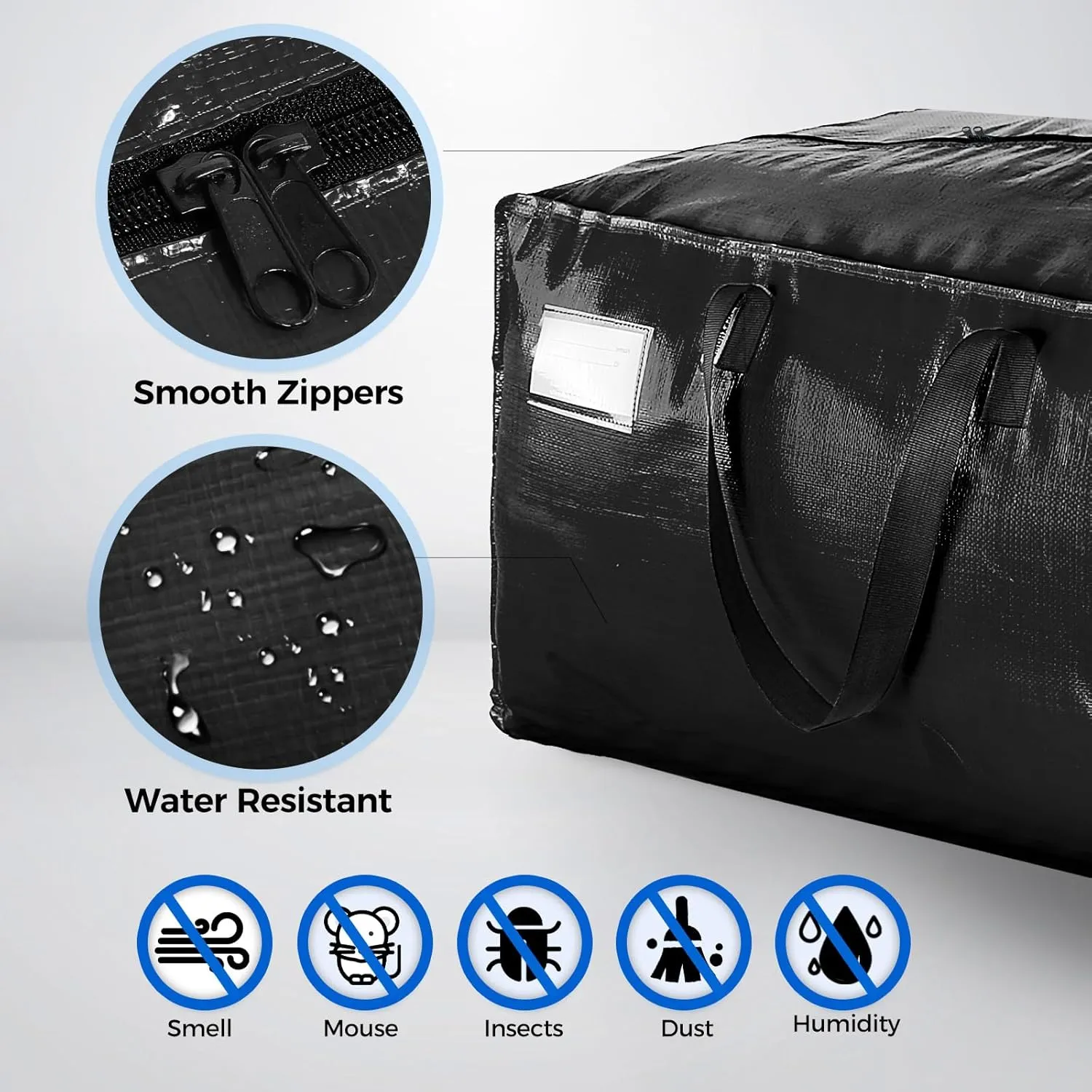 Moving Bags Heavy Duty Extra Large, Black Moving Bags With Durable Zipper & Strong Handles, Packing Bags for College, Storage Bags for Clothes, Alternative For Moving Boxes (Black, 8 Pack)