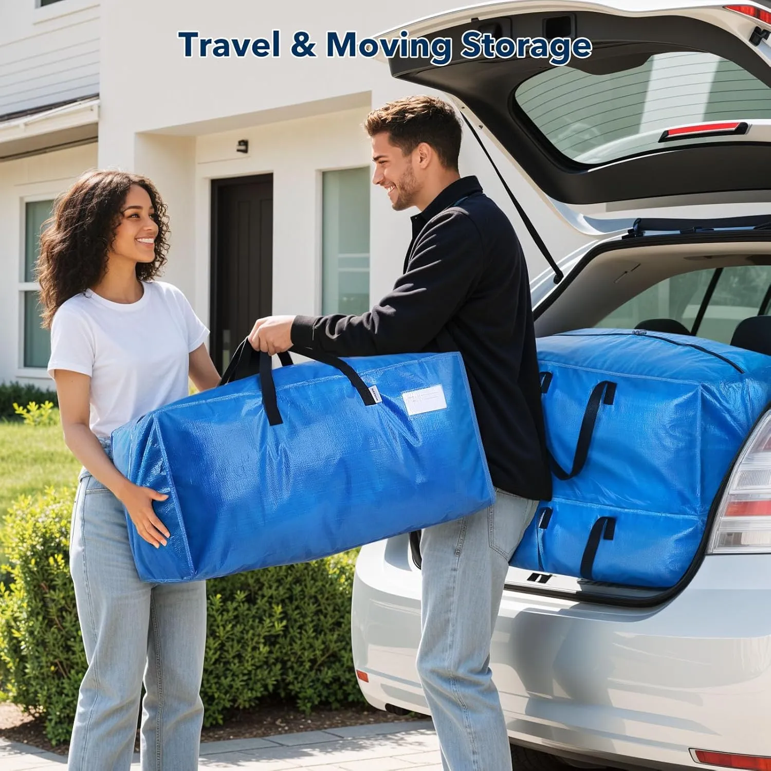 Moving Bags Heavy Duty,Extra Large Moving Bags for Travel/College Packing/Storage/Organization/Seasonal Clothes & Bedding Storage,Moving Supplies Bins,Compatible with Ikea Frakta Cart (Blue,10 Pack)