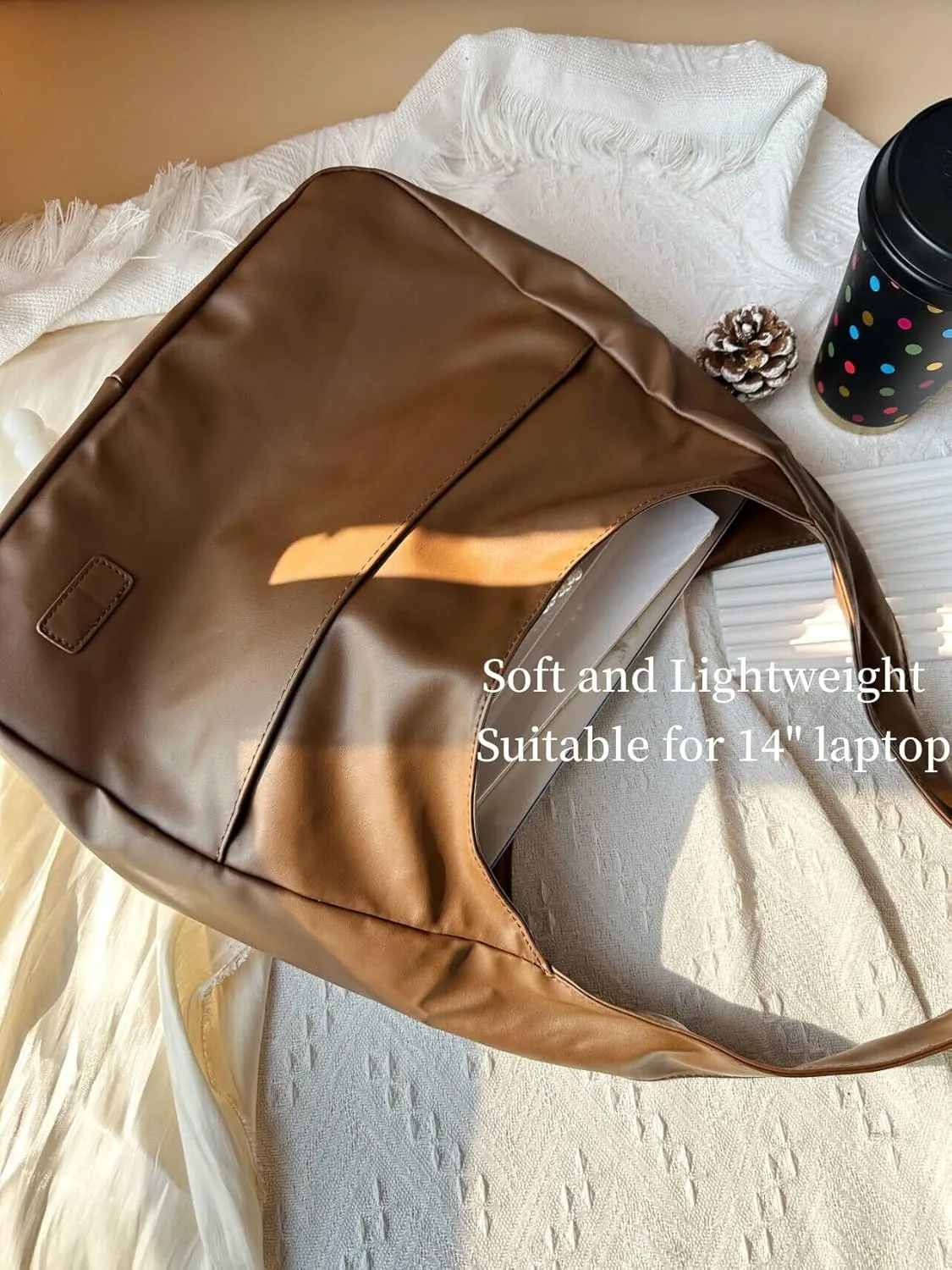 Multi-pocket Casual Canvas Bag, Womens Canvas Tote Bag Casual Practical Shoulder Bag with Compartments Two Sizes