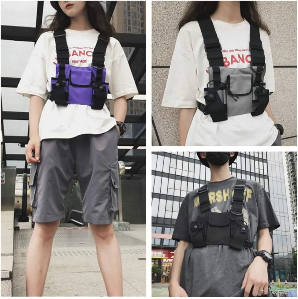 Multi-Pocket Chest Rig Bag Utility Vest Chest Bag for Men Hip Hop Chest Pack