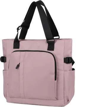 Multi Pocket Nylon Shoulder Bag Large Crossbody Bag Travel Purse Bags For Women (Y-Pink)
