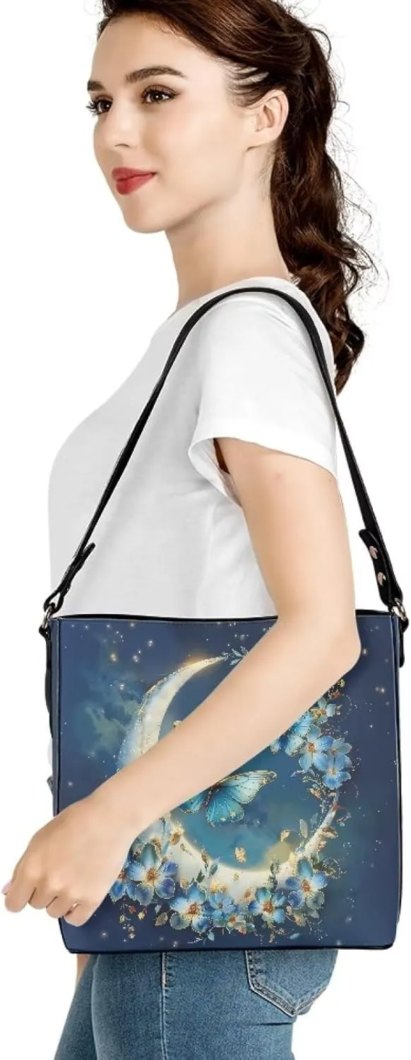 Mumeson Women's Shoulder Handbags Leather Bucket Bag Hobo Tote Bag Designer Clutch Purse Satchel Handbag with Zipper Closure