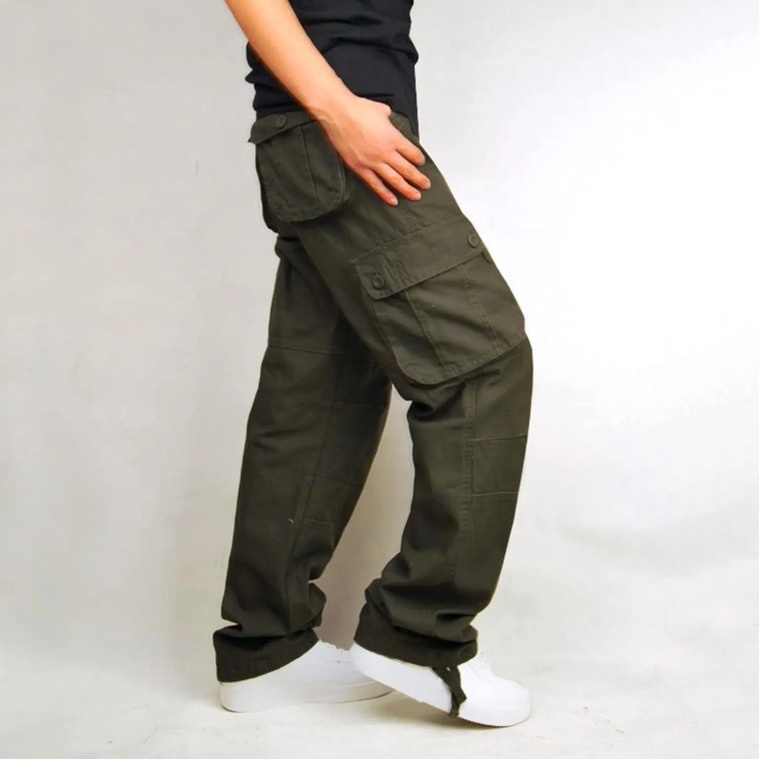 Muscularfit Baggy Cargo Pants for Men 2023 Casual Loose Multi Pockets Camouflage Trouser Lounge Buckle Zipper Camo Sweatpants