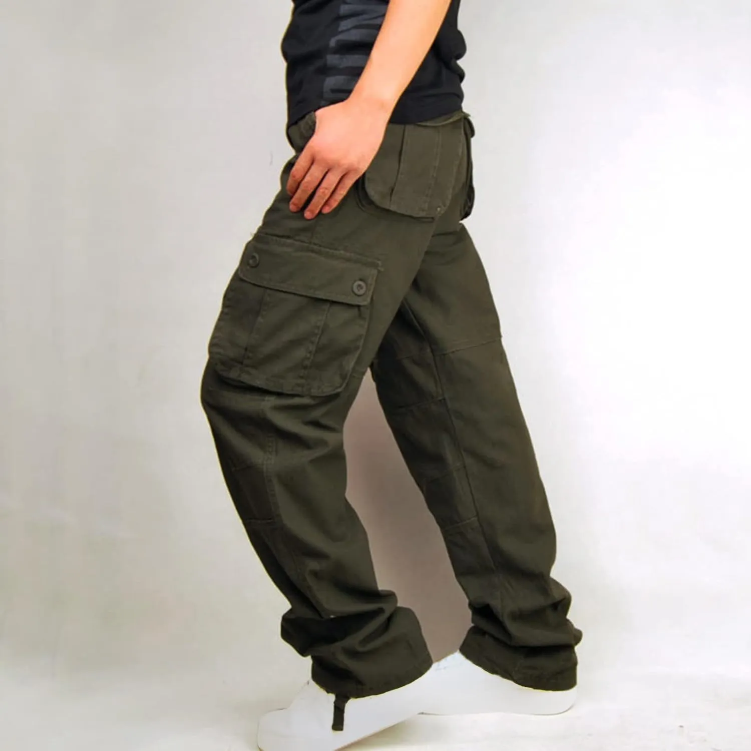 Muscularfit Baggy Cargo Pants for Men 2023 Casual Loose Multi Pockets Camouflage Trouser Lounge Buckle Zipper Camo Sweatpants