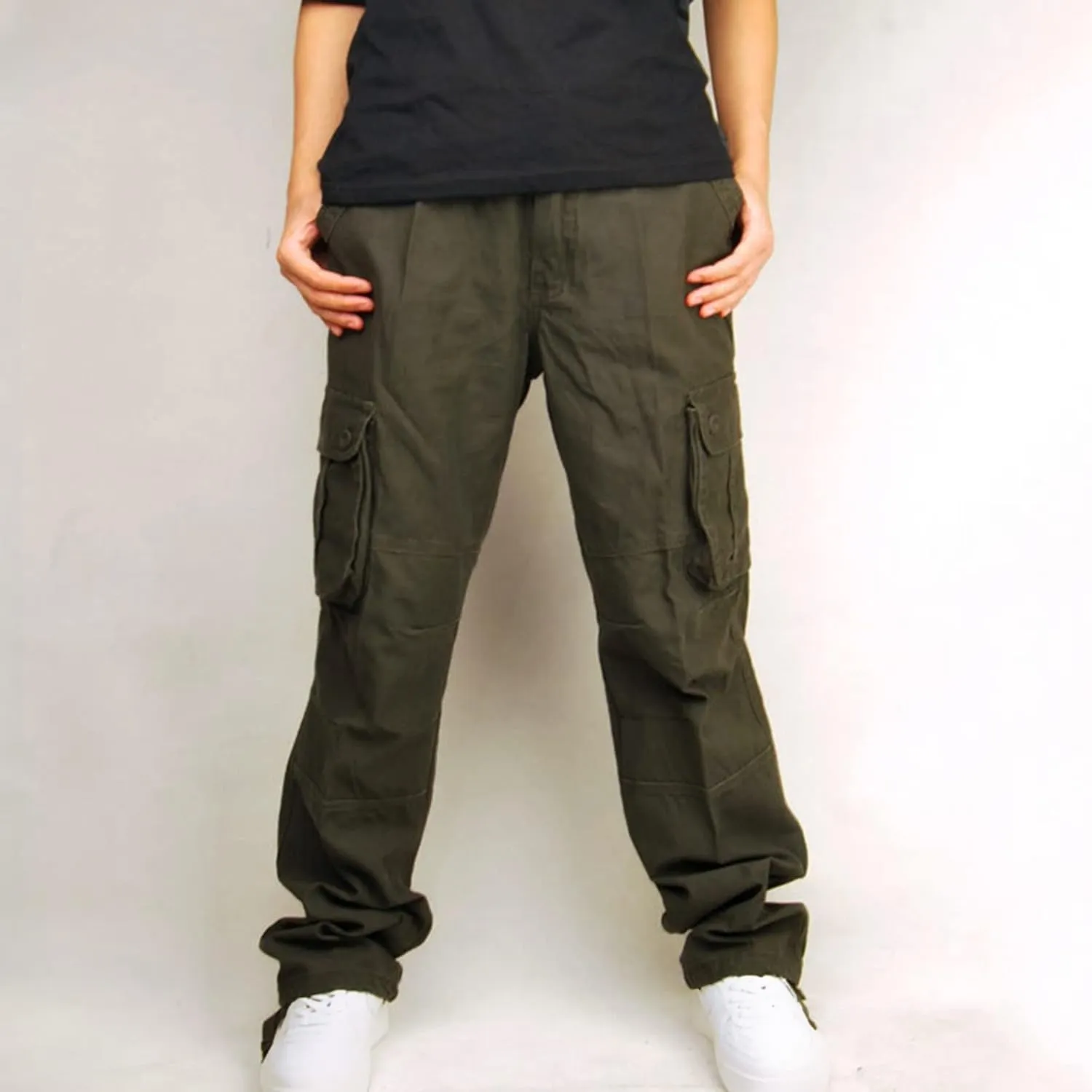 Muscularfit Baggy Cargo Pants for Men 2023 Casual Loose Multi Pockets Camouflage Trouser Lounge Buckle Zipper Camo Sweatpants