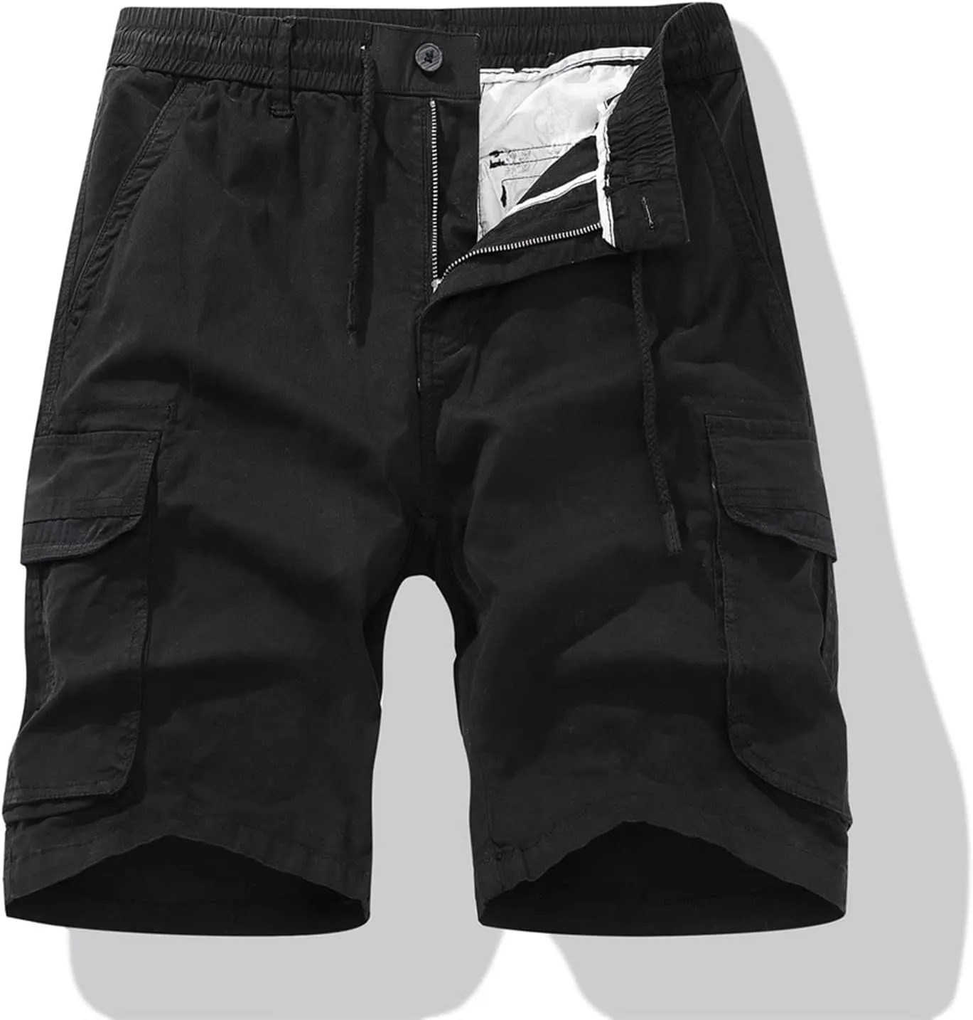 Muscularfit Basketball Shorts for Men 2023 Drawstring Elastic Waist Cargo Short Multi Pockets Solid Sport Work Utility Shorts