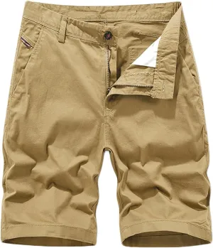 Muscularfit Khaki Shorts for Men 2023 Regular Fit Cotton Cargo Shorts with Pockets Big and Tall Work Utility Shorts Outdoor