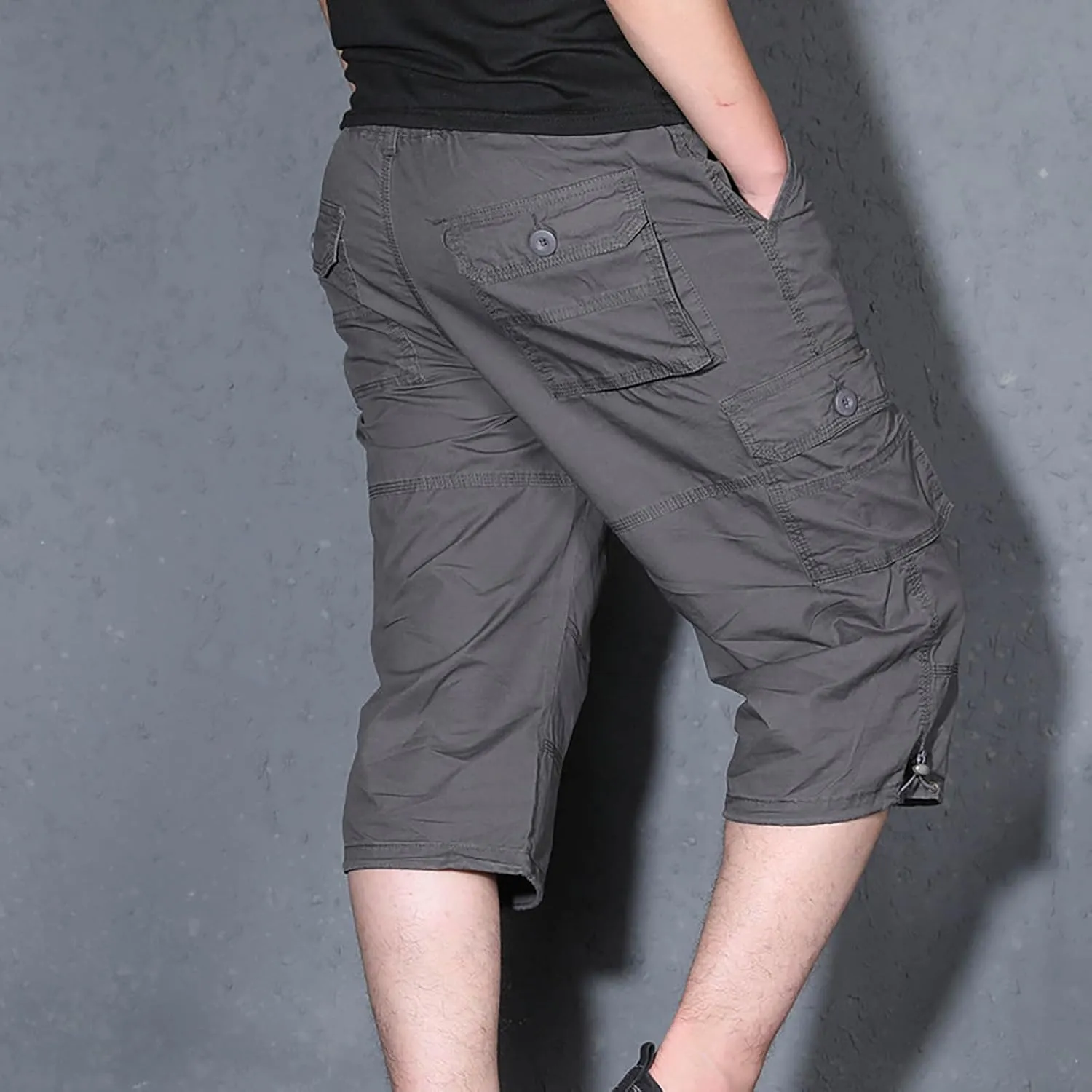 Muscularfit Men Cargo Pants Regular Fit Solid Cotton Multi Pockets Tooling Shorts Casual Loose Outdoor Sports Sweatpants 2023