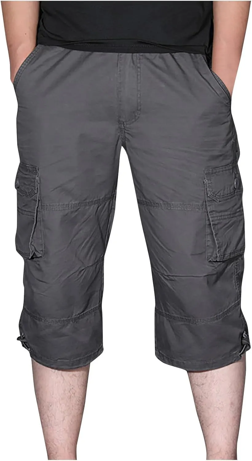 Muscularfit Men Cargo Pants Regular Fit Solid Cotton Multi Pockets Tooling Shorts Casual Loose Outdoor Sports Sweatpants 2023