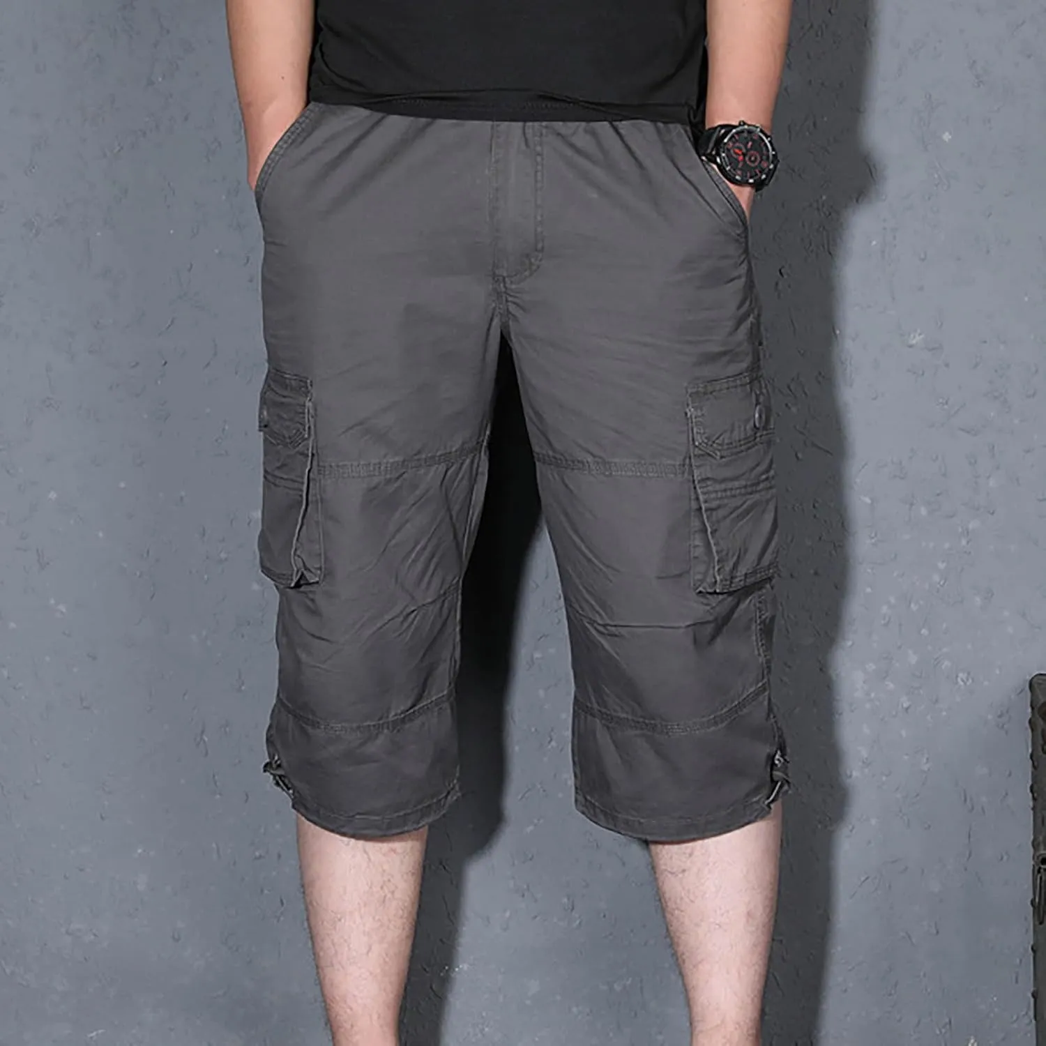 Muscularfit Men Cargo Pants Regular Fit Solid Cotton Multi Pockets Tooling Shorts Casual Loose Outdoor Sports Sweatpants 2023