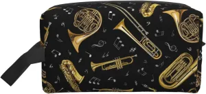 Musical Instruments Print Travel Toiletry Organizer Bag, Cosmetic & Storage Pouch For Travel And Daily Use