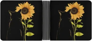 My Sunshine Sunflower Cats Funny Men's Slim Bifold Wallet with Multiple Card Slots Front Pocket Purse