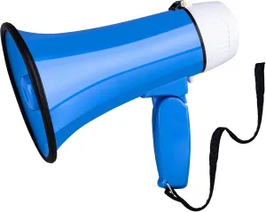 MyMealivos Portable Megaphone Bullhorn 20 Watt Power Megaphone Speaker Voice and Siren/Alarm Modes with Volume Control and Strap (White&Blue)