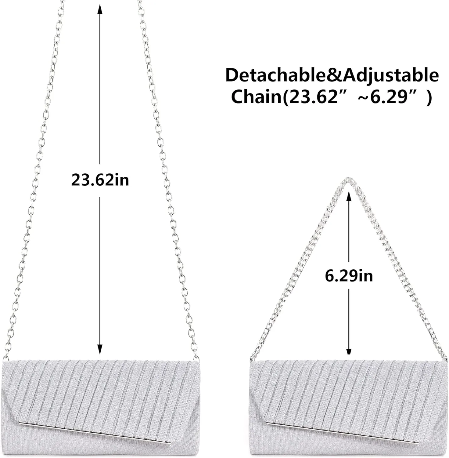 Naimo Flap Dazzling Small Clutch Bag Evening Bag With Detachable Chain
