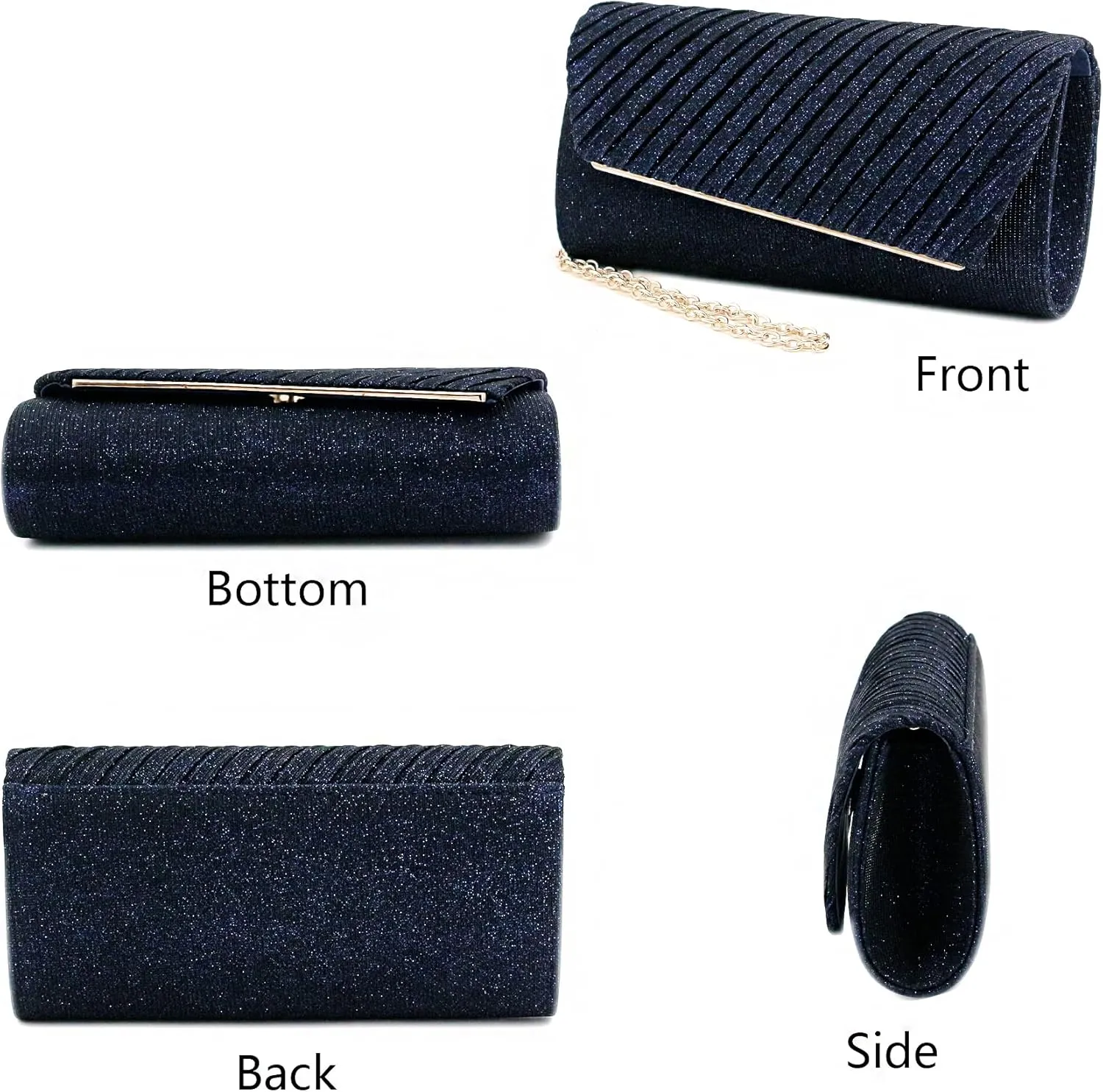 Naimo Flap Dazzling Small Clutch Bag Evening Bag With Detachable Chain