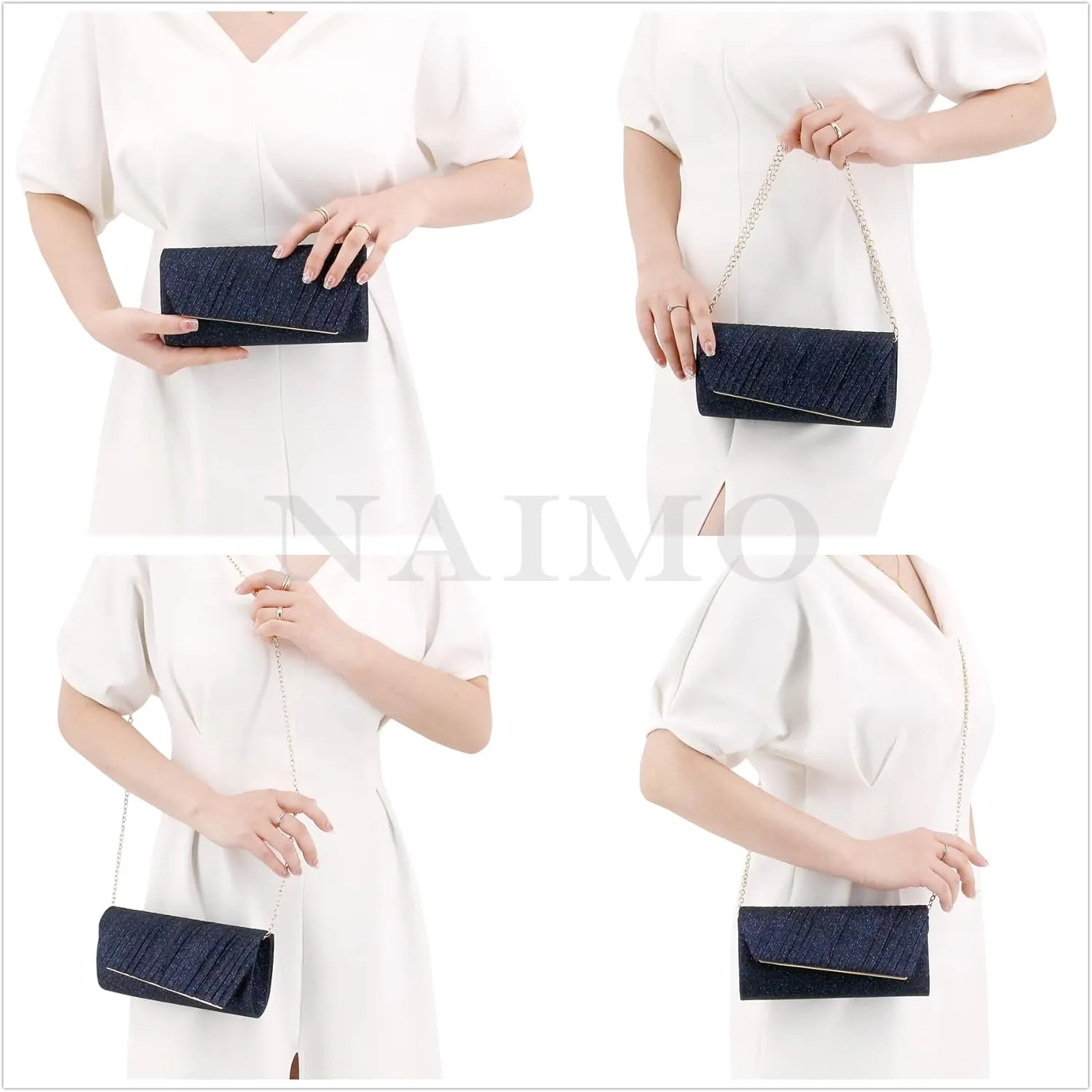 Naimo Flap Dazzling Small Clutch Bag Evening Bag With Detachable Chain
