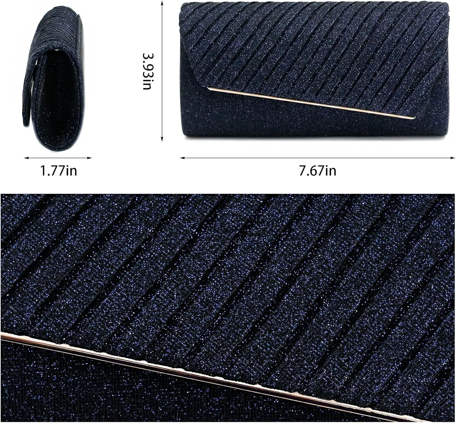 Naimo Flap Dazzling Small Clutch Bag Evening Bag With Detachable Chain