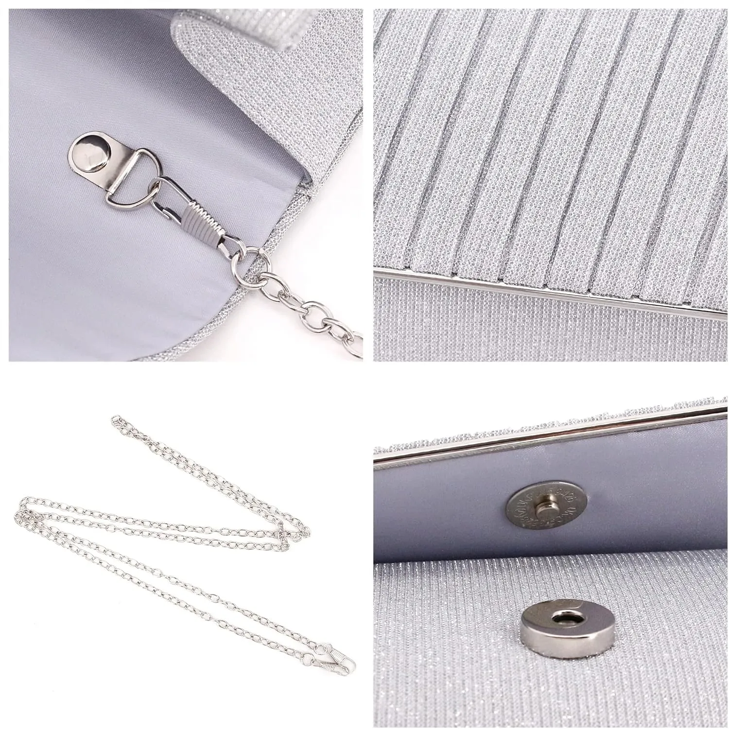 Naimo Flap Dazzling Small Clutch Bag Evening Bag With Detachable Chain