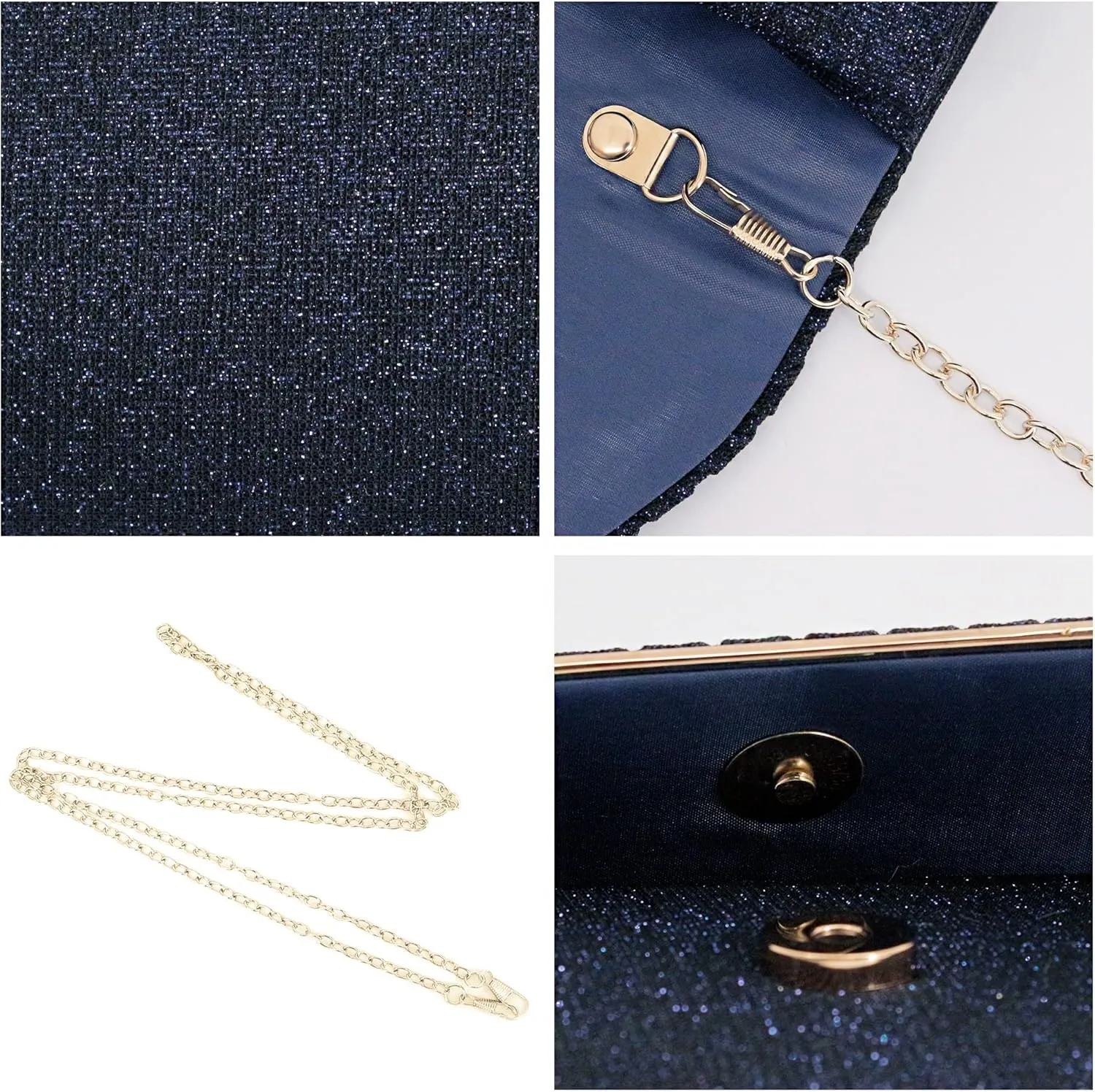 Naimo Flap Dazzling Small Clutch Bag Evening Bag With Detachable Chain